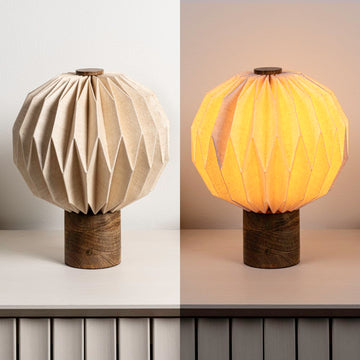 Quincy 11" Modern Minimalist Paper Pleated Orb Accent LED Table Lamp